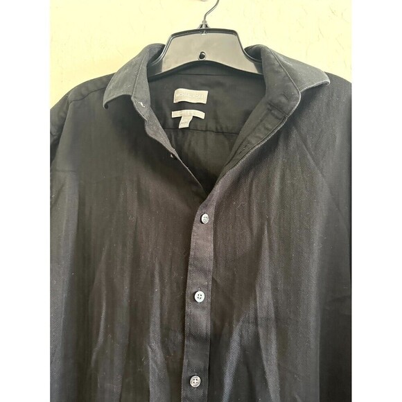 Michael Kors Mens Stretch Slim Fit Button-Up Shirt Mens Size 16.5 32/33 Black - Picture 2 of 16